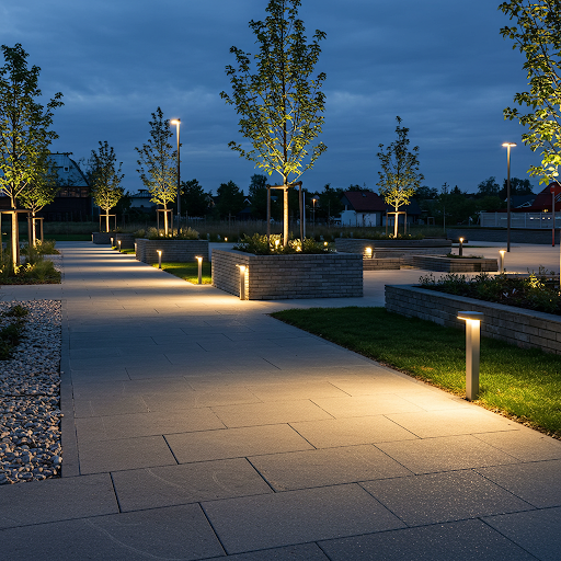 LED Ground Light Luminous Efficiency Design Solutions 6 LED ground lights with varied beam angles and positions